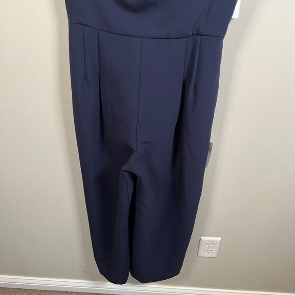 Gal Meets Glam Nicole Jumpsuit Size 4 Navy Blue Cropped Wide Leg Square Neckline - Picture 7 of 13